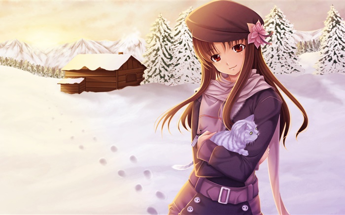 Anime girl im Winter Hintergrundbilder Bilder