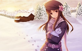 Anime girl im Winter HD Hintergrundbilder