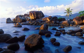 Anse Soleil, Mahe, Seychellen, Steine, Küste HD Hintergrundbilder