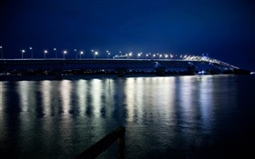 Auckland Harbour Bridge, nacht, lichter, Neuseeland HD Hintergrundbilder