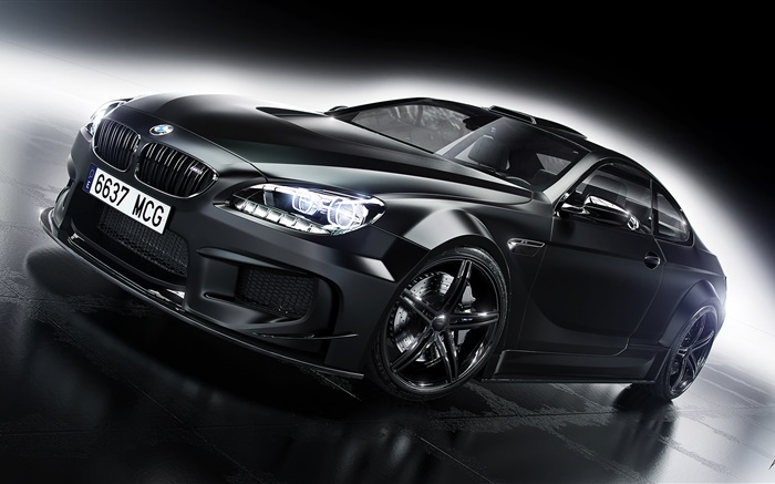 BMW M6 schwarzes Auto Vorderansicht Hintergrundbilder Bilder