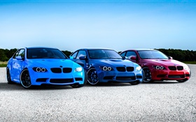 BMW rot blau Autos HD Hintergrundbilder