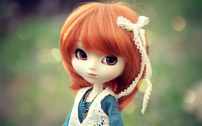 Schöne rote Haar Spielzeug Mädchen, Puppe Hintergrundbilder Bilder