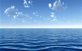 Blaues Meer, Wolken, Himmel HD Hintergrundbilder