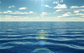 Blaues Meer, Sonnenstrahlen HD Hintergrundbilder