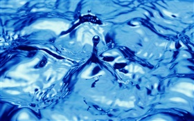 Blaues Wasser close-up, Tropfen, Spritzer HD Hintergrundbilder