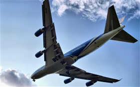 Boeing 747 Flugzeuge fliegen, Ansicht von unten HD Hintergrundbilder