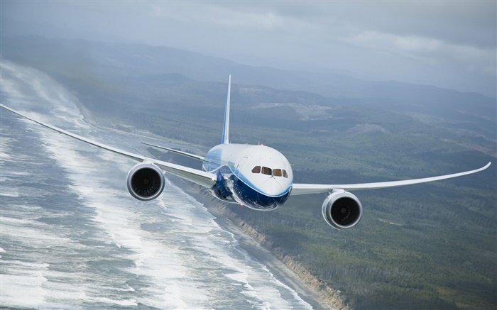 Boeing 787 Flugzeuge, fliegen, Meer Hintergrundbilder Bilder