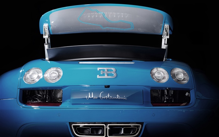 Bugatti Veyron 16.4 blau Supersportwagen Rückansicht Hintergrundbilder Bilder