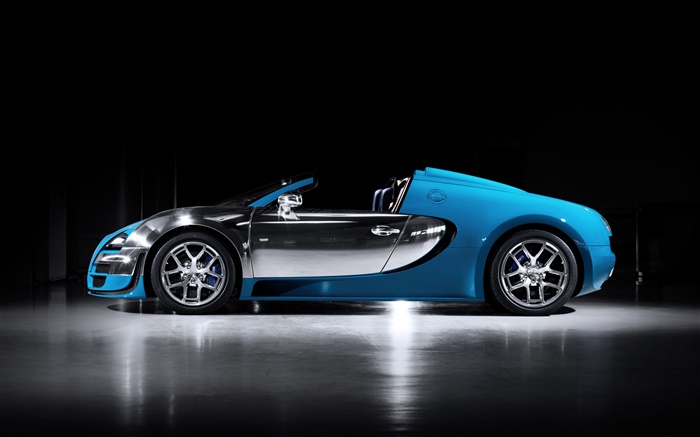 Bugatti Veyron 16.4 blau Supersportwagen Seitenansicht Hintergrundbilder Bilder