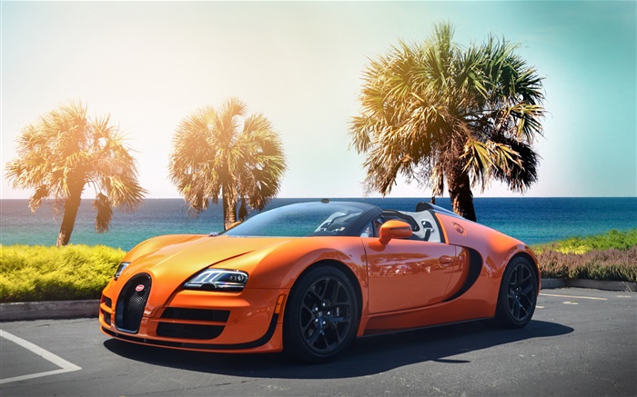 Bugatti Veyron hypercar Orange supercar Hintergrundbilder Bilder