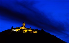 Gebäude, lichter, nacht, berg, Elsass, Frankreich HD Hintergrundbilder