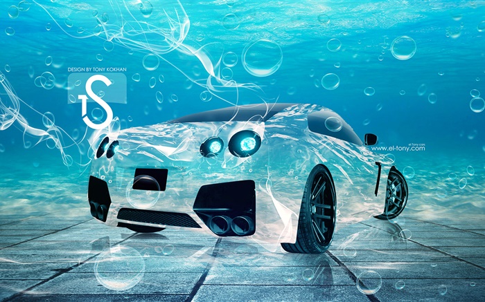 Car in Wasser, kreatives Design Hintergrundbilder Bilder
