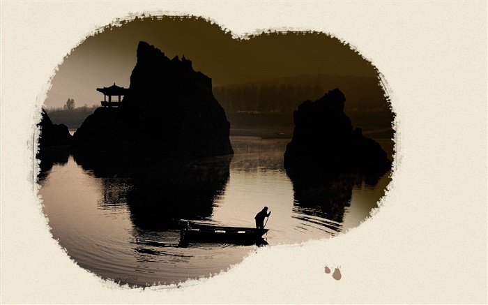Chinesische Tuschmalerei, Landschaftsmalerei Hintergrundbilder Bilder