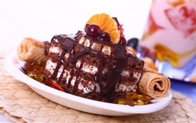 Schokoladenkuchen, Dessert HD Hintergrundbilder