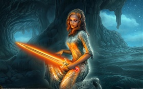Fantasy Mädchen mit Lichtschwert