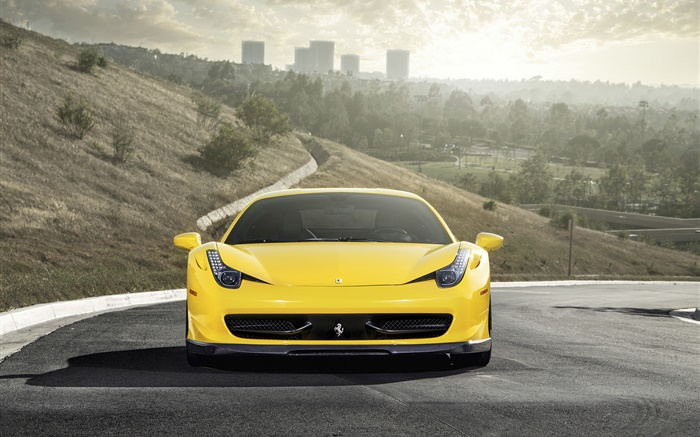 Ferrari 458 Italia gelben supercar Vorderansicht Hintergrundbilder Bilder