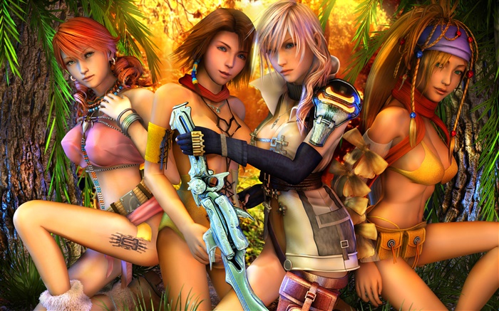 Final Fantasy XIII, vier Mädchen Hintergrundbilder Bilder