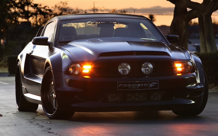 Ford Mustang GT Forgiato schwarzes Auto Hintergrundbilder Bilder