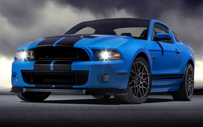 Ford Mustang Shelby GT500 blau Supersportwagen Vorderansicht Hintergrundbilder Bilder