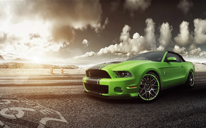 Ford Mustang Shelby GT500 grünen Supersportwagen Hintergrundbilder Bilder