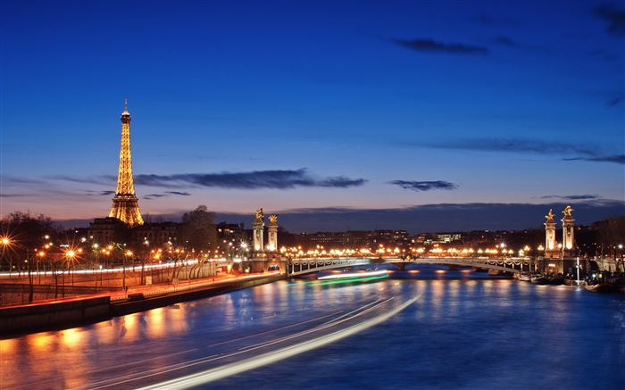 Französisch, Paris, Stadt Nacht, Lichter, schöne Landschaft Hintergrundbilder Bilder
