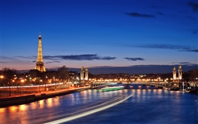 Französisch, Paris, Stadt Nacht, Lichter, schöne Landschaft HD Hintergrundbilder