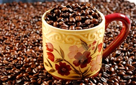 Vollständige Tasse Kaffee-Bohnen HD Hintergrundbilder