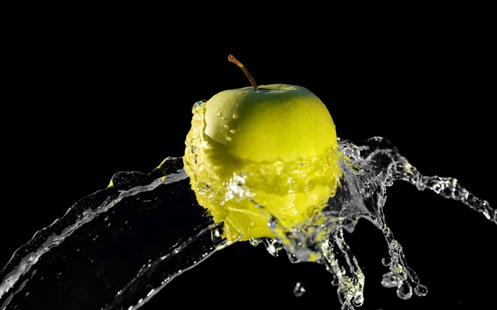 Grüner Apfel Flug, Spritzwasser Hintergrundbilder Bilder