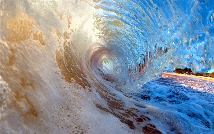Hawaii, Wellen, Wassertunnel Hintergrundbilder Bilder