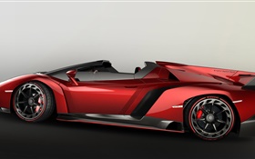 Lamborghini Veneno Roadster rote supercar Seitenansicht HD Hintergrundbilder