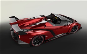 Lamborghini Veneno Roadster rote supercar top Seitenansicht HD Hintergrundbilder