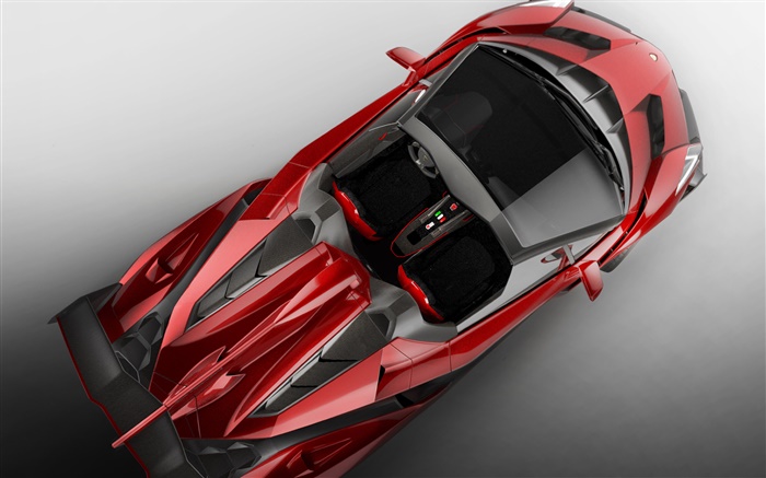 Lamborghini Veneno Roadster rote supercar Draufsicht Hintergrundbilder Bilder