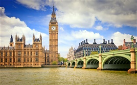 London, England, Stadt, Brücke, Fluss, Big Ben HD Hintergrundbilder