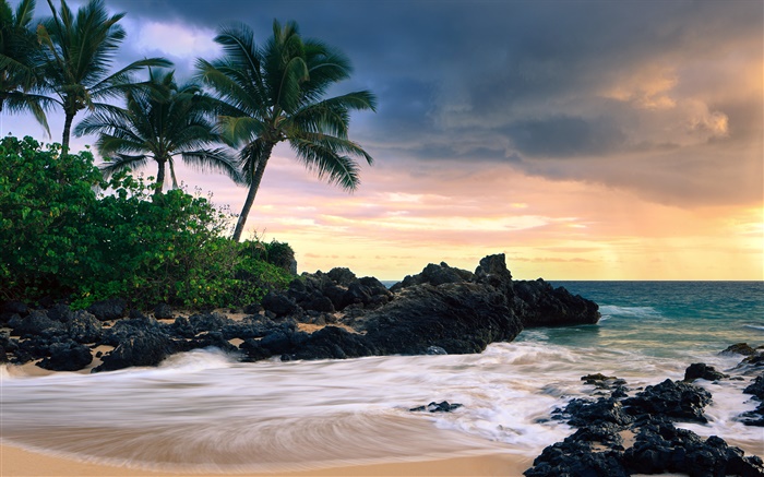 Makena Cove, Insel Maui, Hawaii, geheimen Strand Hintergrundbilder Bilder