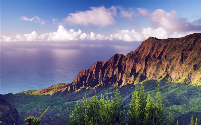 Na Pali Coast State Park Sonnenuntergang am Hawaii Hintergrundbilder Bilder