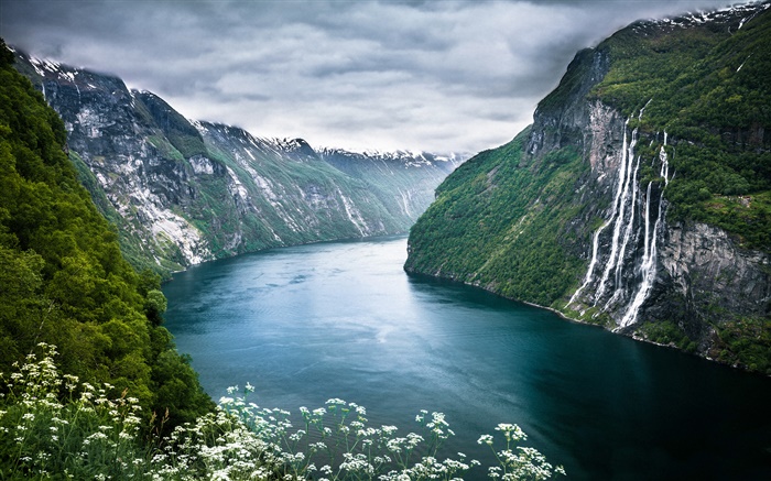 Norwegen Geiranger Fjord, schöne Landschaft Hintergrundbilder Bilder