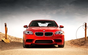 red BMW M5 F10 Auto Vorderansicht HD Hintergrundbilder