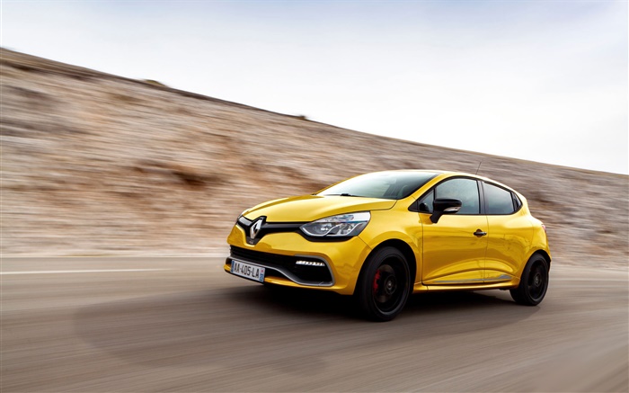 Renault Clio RS 200 gelbe Auto Geschwindigkeits Hintergrundbilder Bilder