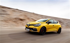 Renault Clio RS 200 gelbe Auto Geschwindigkeits HD Hintergrundbilder
