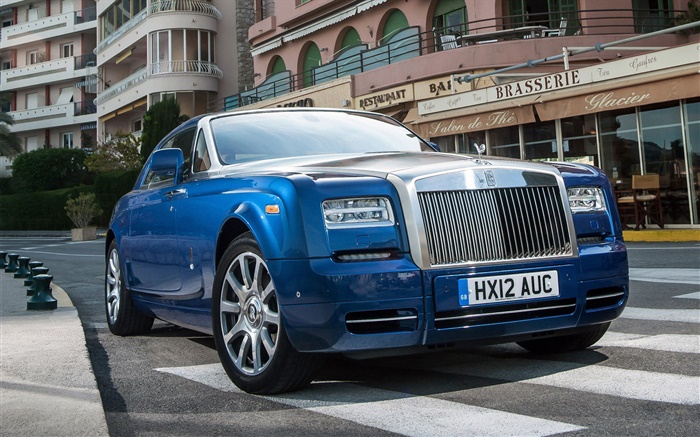 Rolls-Royce Motor Cars, blaues Auto Vorderansicht Hintergrundbilder Bilder