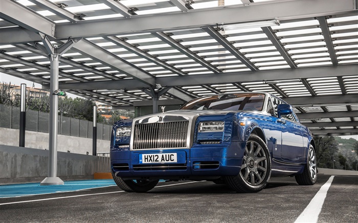Rolls-Royce Motor Cars, blaues Auto Stop- Hintergrundbilder Bilder