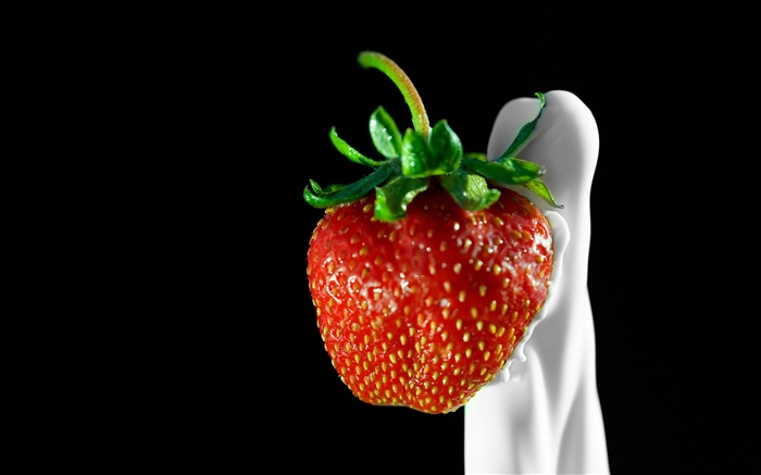 Erdbeere und Milch spritzen Hintergrundbilder Bilder