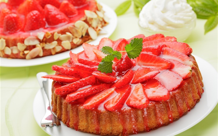 Erdbeer-Scheiben Kuchen Hintergrundbilder Bilder