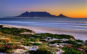 Table Bay, Cape Town, Südafrika, Strand, Meer, Abenddämmerung HD Hintergrundbilder