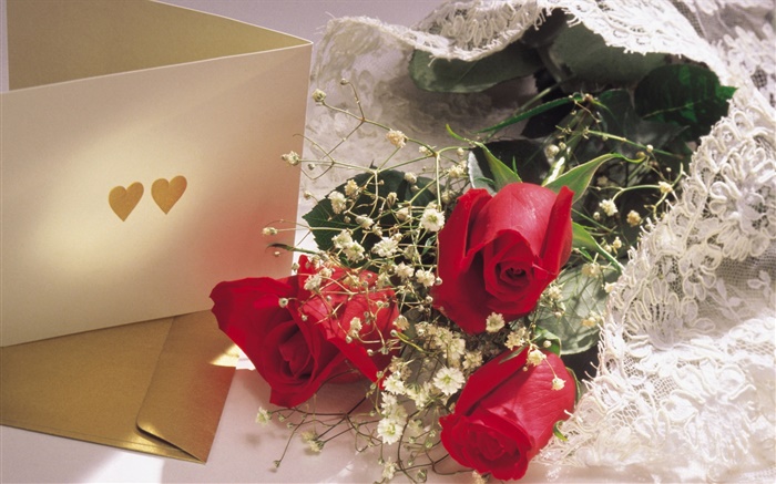 Valentinstag Blumen, rote Rosen Hintergrundbilder Bilder