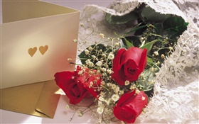 Valentinstag Blumen, rote Rosen HD Hintergrundbilder