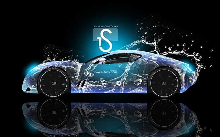 Wasserspritzen Auto, Bugatti, kreatives Design Hintergrundbilder Bilder