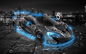 Wasserspritzen Auto, schwarz Supersportwagen, kreatives Design HD Hintergrundbilder