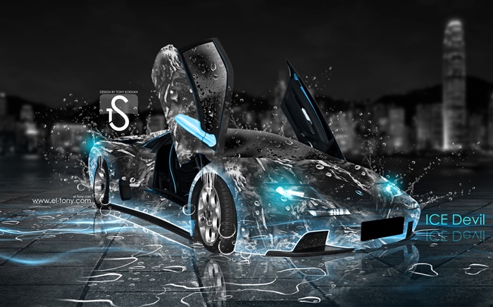 Wasserspritzen Auto, kreatives Design, Lamborghini Hintergrundbilder Bilder